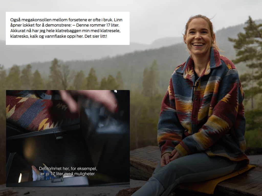 Her får du plass til klatreutstyr, i cockpit på Explorer